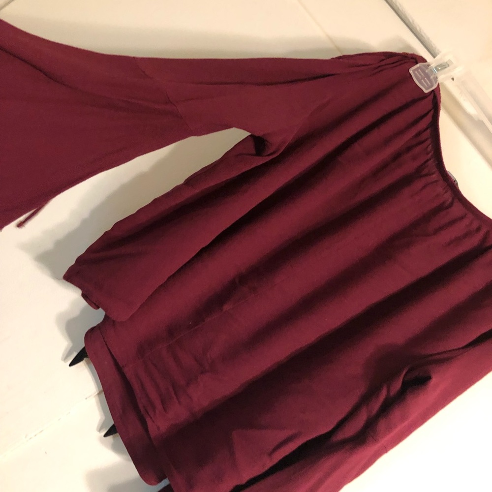Off the shoulder burgundy long sleeve